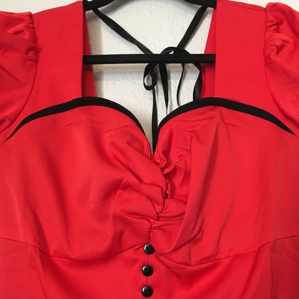 Vintage retro style red sweetheart swing dress - Picture 6 of 8